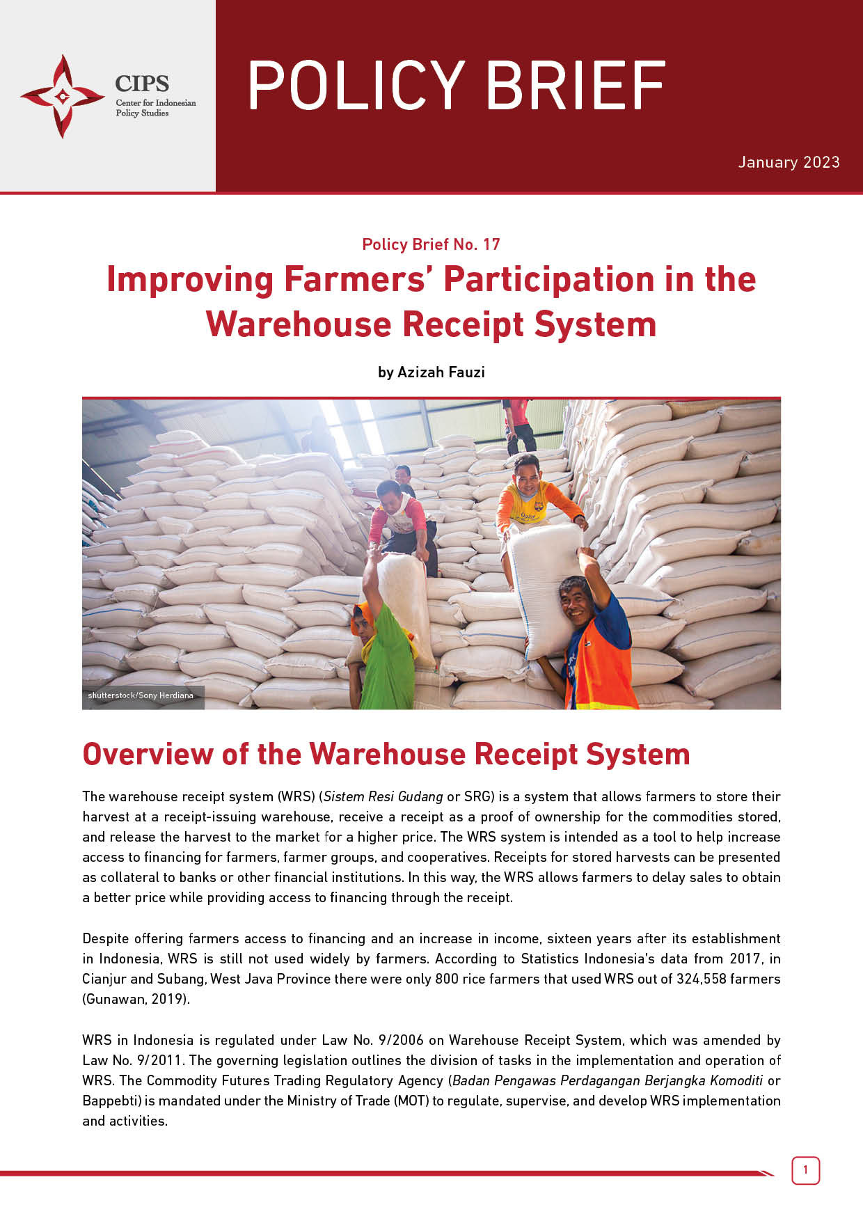 Improving Farmers’ Participation in the Warehouse Receipt System